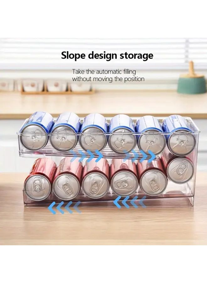 1pc Portable Refrigerator Organizer Automatic Filling Sorting Double Layer Drawer Storage Rack - Image 2